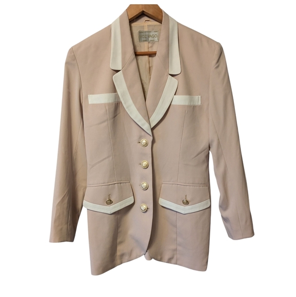Voz Jackets & Blazers - 💥SALE💥 Vintage Voz Vago Elegant Beige Blazer with White Accents